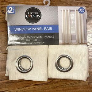 Living Colors Two Panel Pair 84" Inch Ivory 40"W x 84"L Grommet Window Long NEW